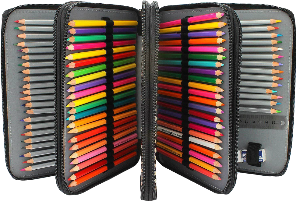 Soucolor Pencil Case - Soucolor 168 Slots Pencil Case Pu Leather Handy Pencil (1000x723), Png Download