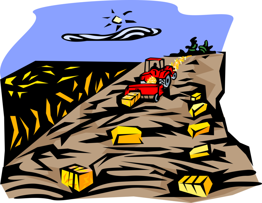 Vector Illustration Of Farmer Creating Harvested Alfalfa (904x700), Png Download