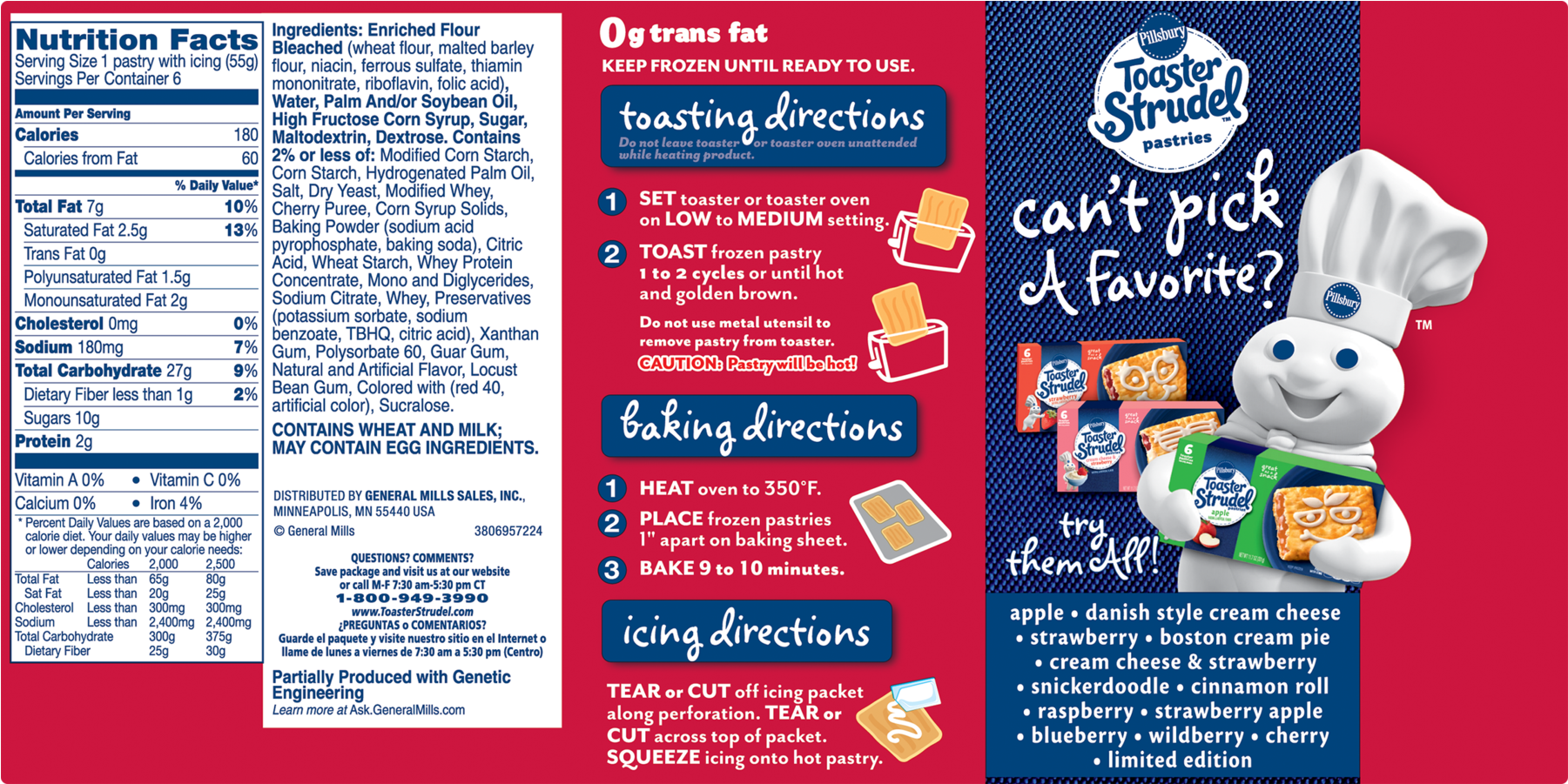 Pillsbury Toaster Strudel Cherry Toaster Pastries, - Pillsbury Toaster Strudel Pastries, Cherry - 6 Pastries, (1800x1800), Png Download