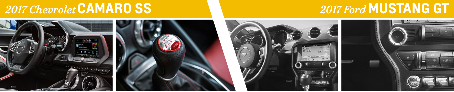 Compare 2017 Chevy Camaro Ss Interior Vs Ford Mustang - Steering Wheel (1500x305), Png Download