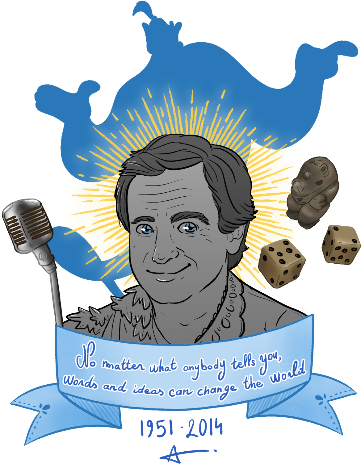 P Robin Williams'' By Agnes - Robin Williams Genie Fanart (1280x1669), Png Download
