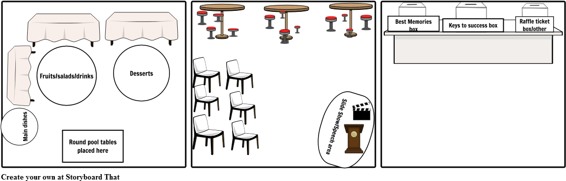 Grad Party Table Setup - Diagram (1164x385), Png Download
