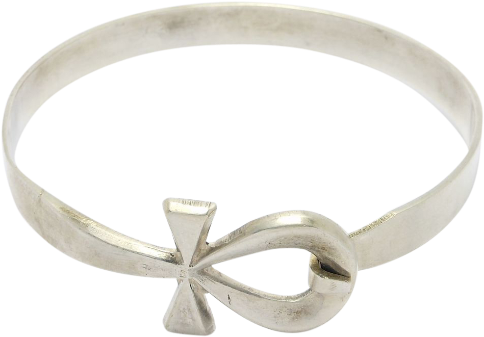 Egyptian Silver Ankh Bangle Bracelet Hallmarked - Bangle (948x948), Png Download