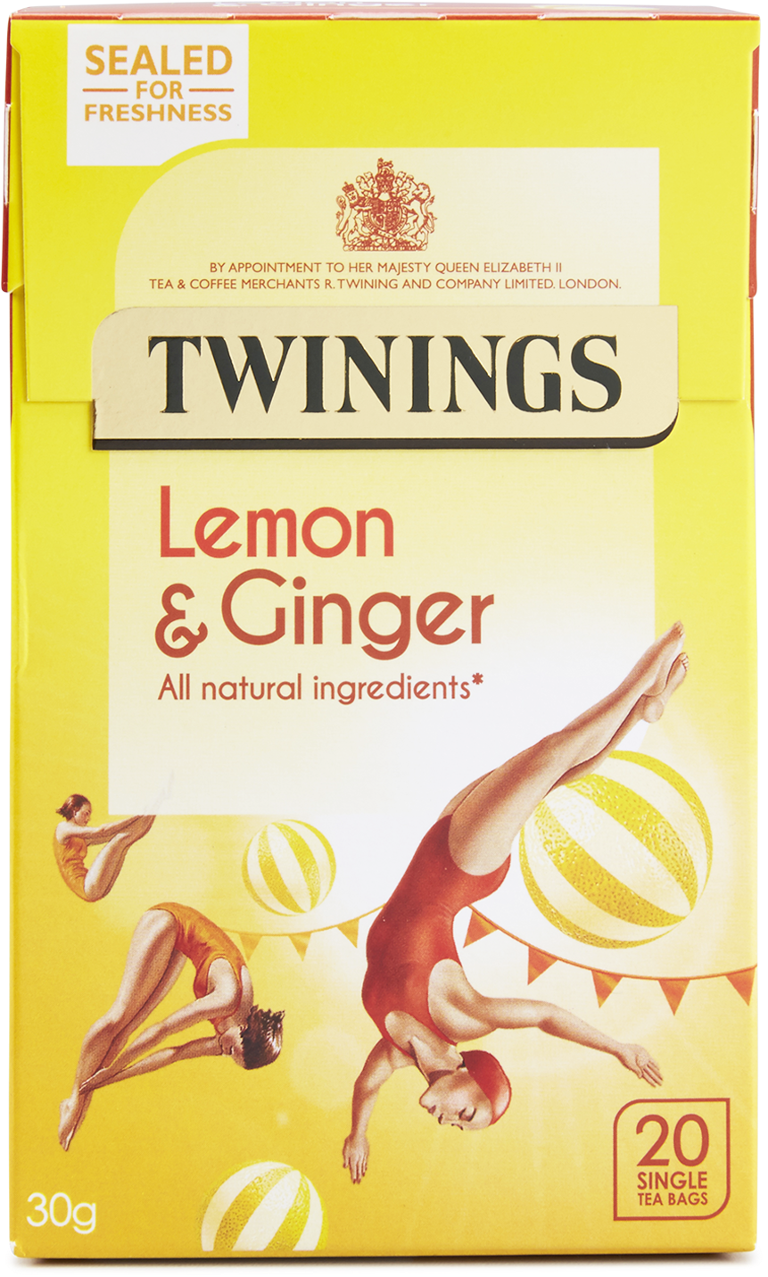 Lemon & Ginger - Twinings Lemon & Ginger Tea 20 Bags X 4 (1960x1494), Png Download