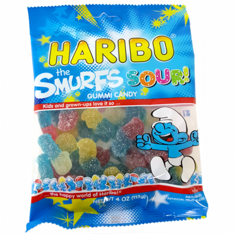 Haribo The Smurfs Sour Gummi Candy 4 Oz Bags - Pack (1200x1200), Png Download