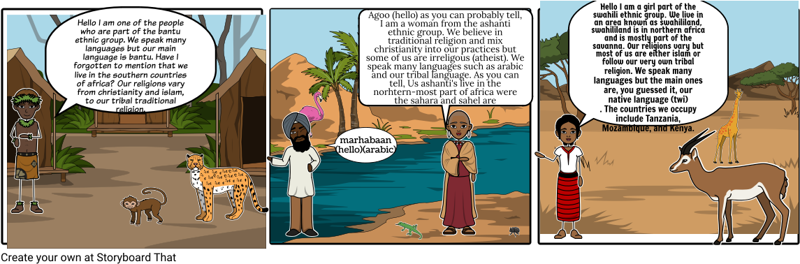Ethnic Groups Of Africa - Cartoon (1164x385), Png Download