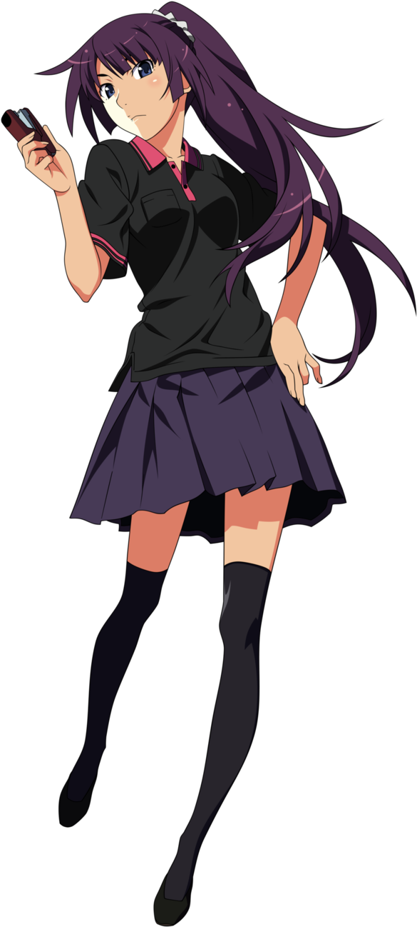 Anime Bakemonogatari Senjougahara Hitagi Monogatari (596x1341), Png Download