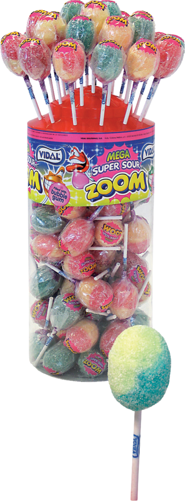 561 Super Sour Zoom Lollies 50 X 20p - Vidal 5p Tongue Painter Lollies (378x1023), Png Download