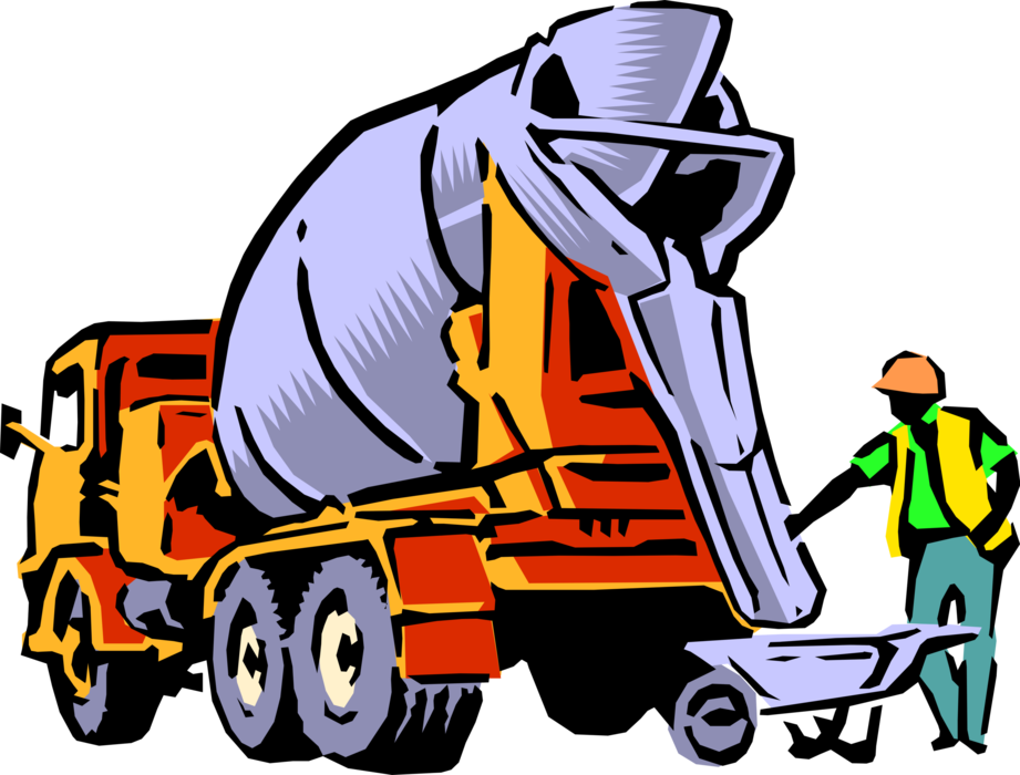 Vector Illustration Of Construction Industry Heavy - Cement Truck Clip Art (921x700), Png Download