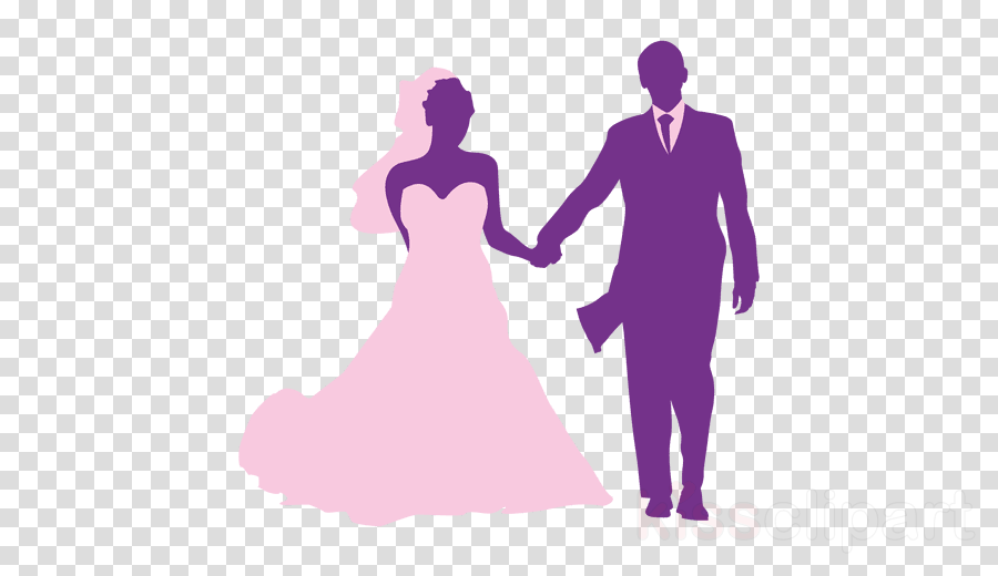 Wedding Couple Silhouette Clipart Wedding Invitation - Maruko Chibi (900x520), Png Download