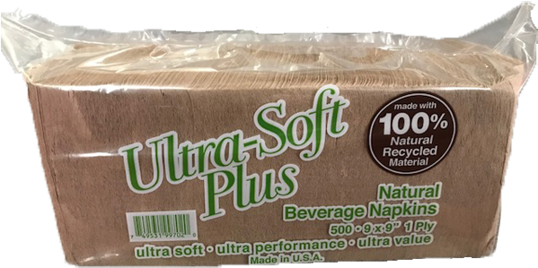 Ultra Soft Plus Beverage Napkin 1 Ply Natural 9x9 (600x600), Png Download