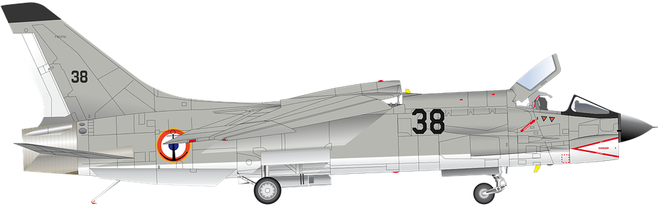 Airplane Crusader French Jet Navy - Military Plane Reference (960x480), Png Download