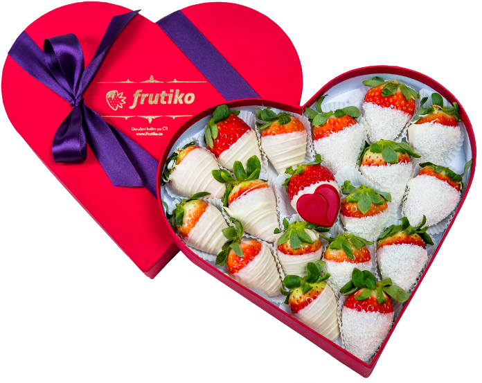 Heart Chocolate Box White - Png Клубника В Шоколаде В Коробке (800x800), Png Download