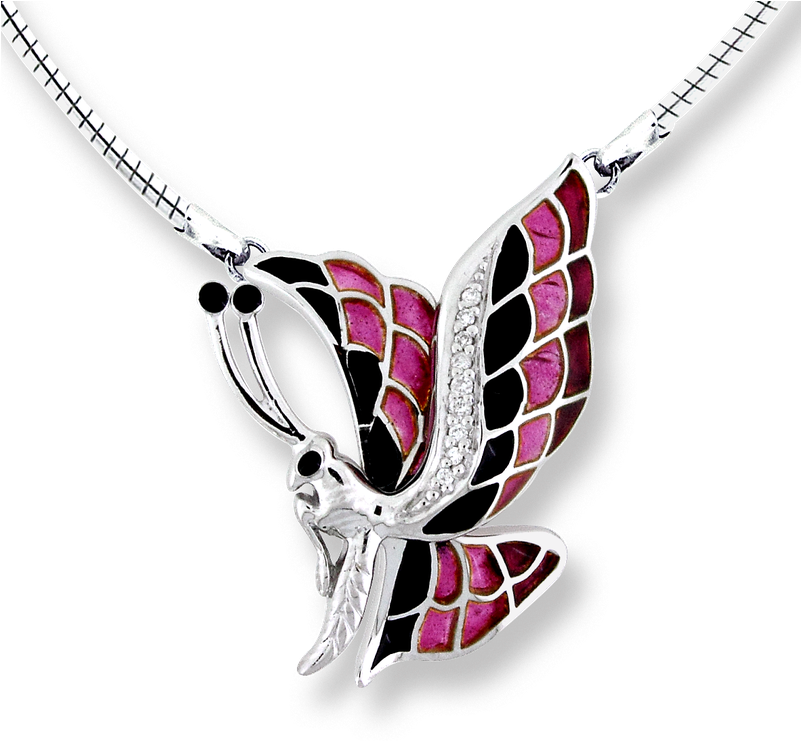 Nicole Barr Designs Sterling Silver Butterfly Necklace-red - Locket (800x800), Png Download
