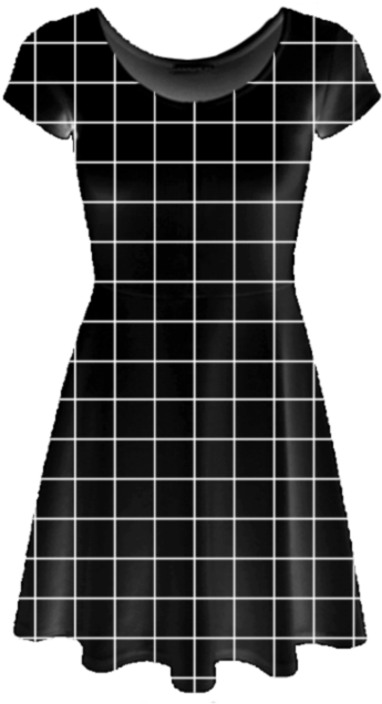 Black Grid Skater Dress - Vestido Xadrez De Manga Curta (700x700), Png Download