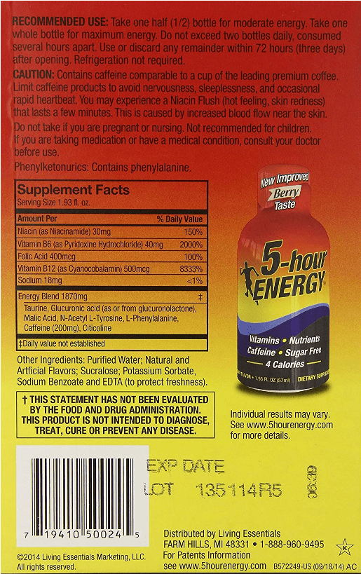5 Hour Energy - 5 Hour Energy, Berry, 6 Count (900x900), Png Download