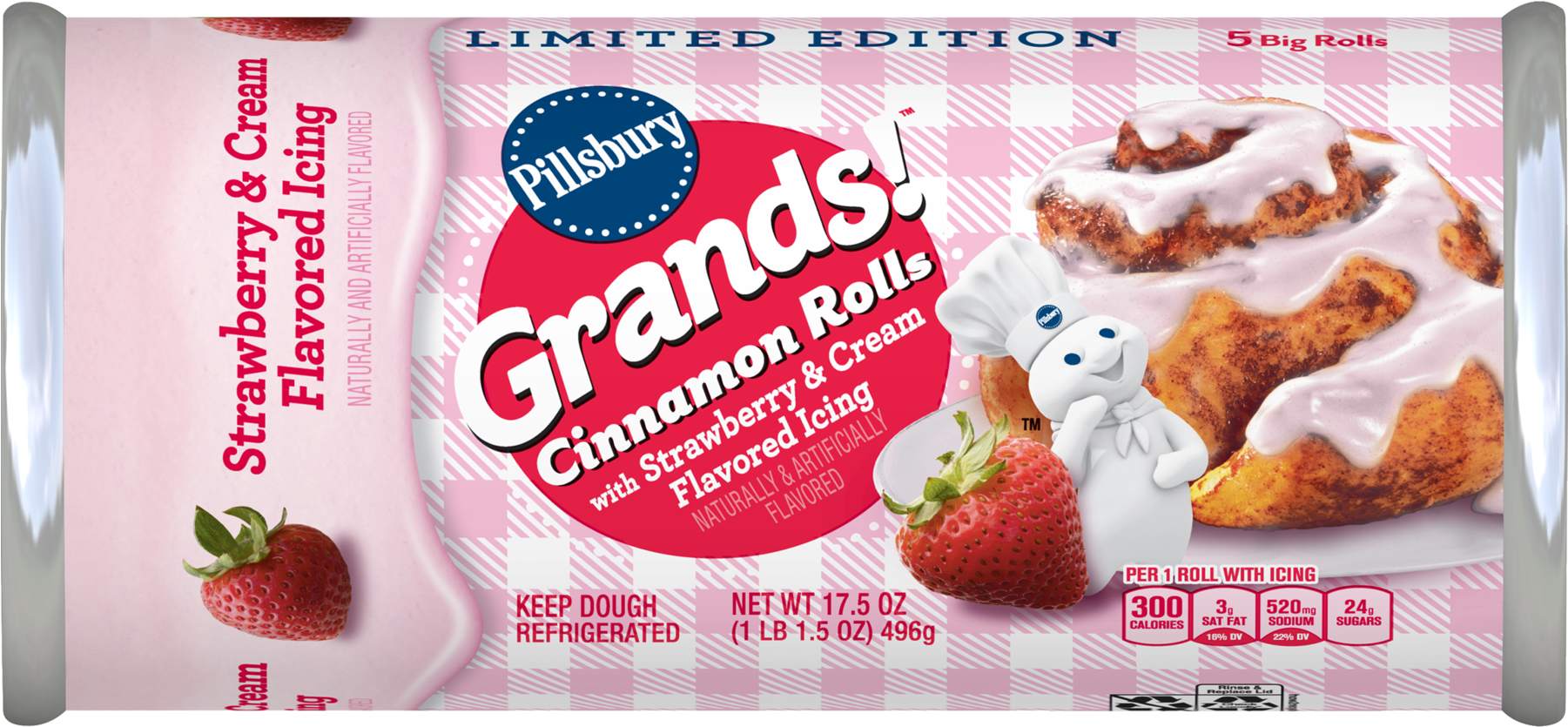 Cinnamon Rolls With Strawberry And Cream Flavored Icing - Strawberry Cinnamon Rolls Pillsbury (1800x1800), Png Download