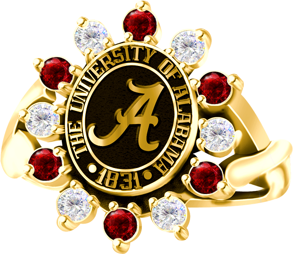 University Of Alabama Women's Dinner Ring With Alternating - Female (600x600), Png Download