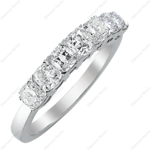 30ct Cushion Diamond Half Eternity Ring In 18k White - Eternity Ring (600x600), Png Download