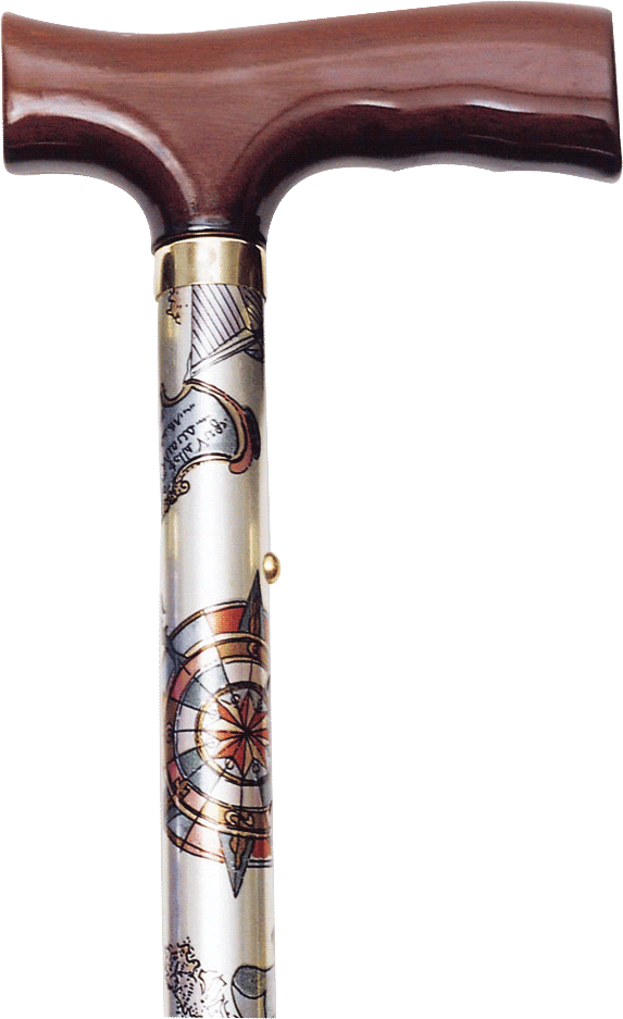 Alex Orthopedic Folding Travel Cane With Fritz Handle (573x937), Png Download