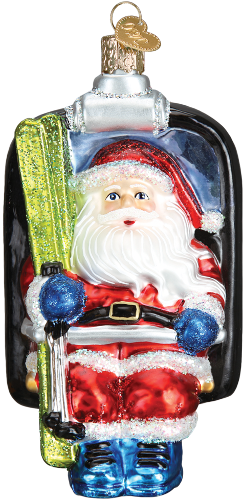 Santa On Ski Lift Ornament (1024x1024), Png Download