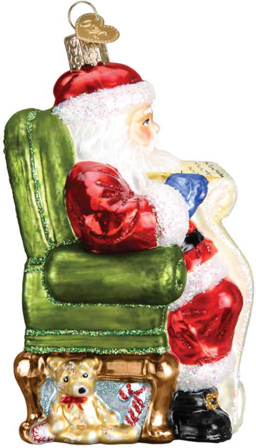 Santa Checking His List 40300 Old World Christmas Ornament (950x950), Png Download