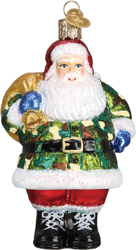 Get Ready With Our Camo Santa Ornament - Old World Christmas (1024x1024), Png Download