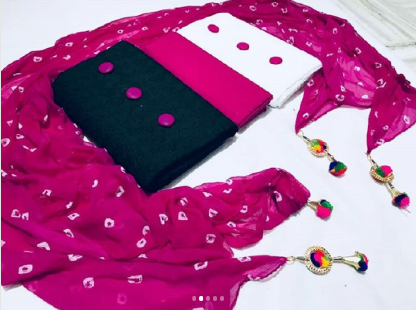 Dual 2 Top Chicken Work Cotton Suit Un-stitched Material - Shalwar Kameez (1600x1600), Png Download