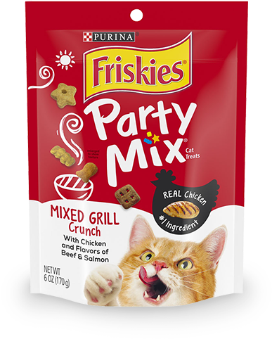 Party Mix Mixed Grill Crunch Cat Treats - Purina Friskies Gravy Pleasers, Variety Pack 5.5 Oz., (600x600), Png Download