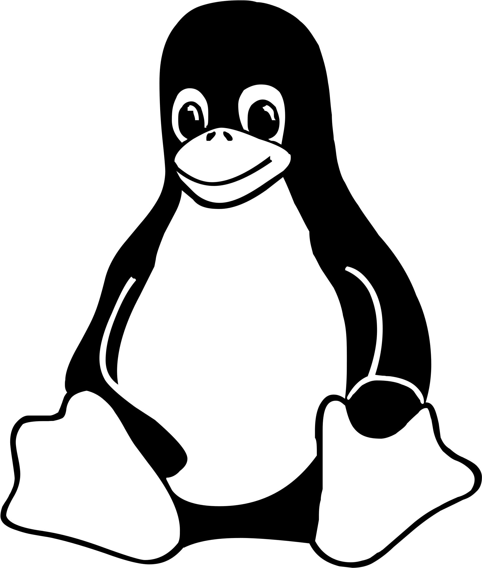 Linux Logo Png - Linux Black And White (2000x2348), Png Download