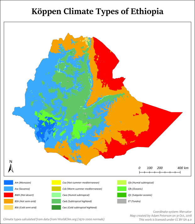 Köppen Climate Classification Of Ethiopia - Ethiopia Map (620x713), Png Download