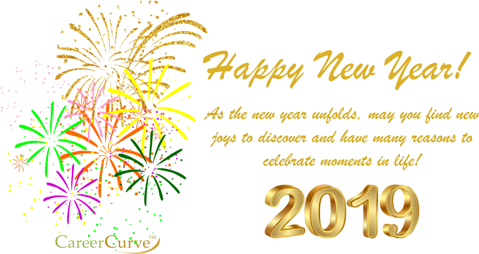 Happy New Year From All Of Us At Careercurve - New Year - Customizable Celebration Design Card (1736x927), Png Download