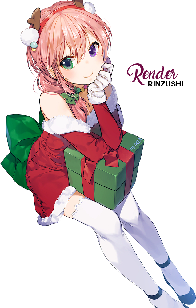 Merry Christmas Anime Girl (700x1000), Png Download