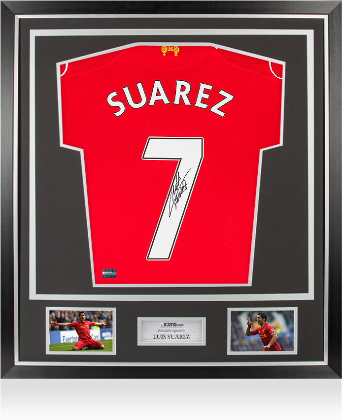 Luis Suarez Back Signed Liverpool 2014-15 Home Shirt - Thierry Henry Signed Arsenal Shirt (870x890), Png Download