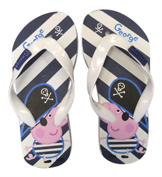 Boys Peppa Pig Themed Beach Flip Flops In 4 Colours - 1 Pair George Peppa Pig Flip Flops Beach Sandals Shoe (665x580), Png Download