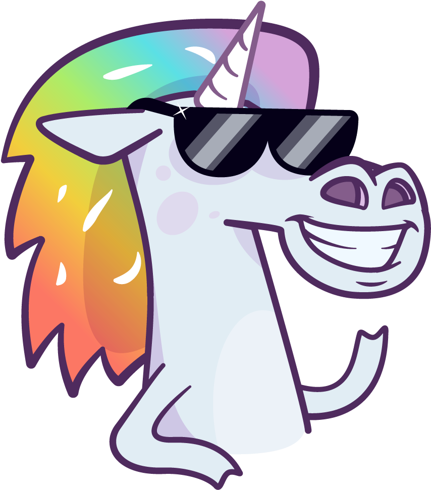 Uniquely Unicorn Rocking Some Sweet Shades (1024x1024), Png Download