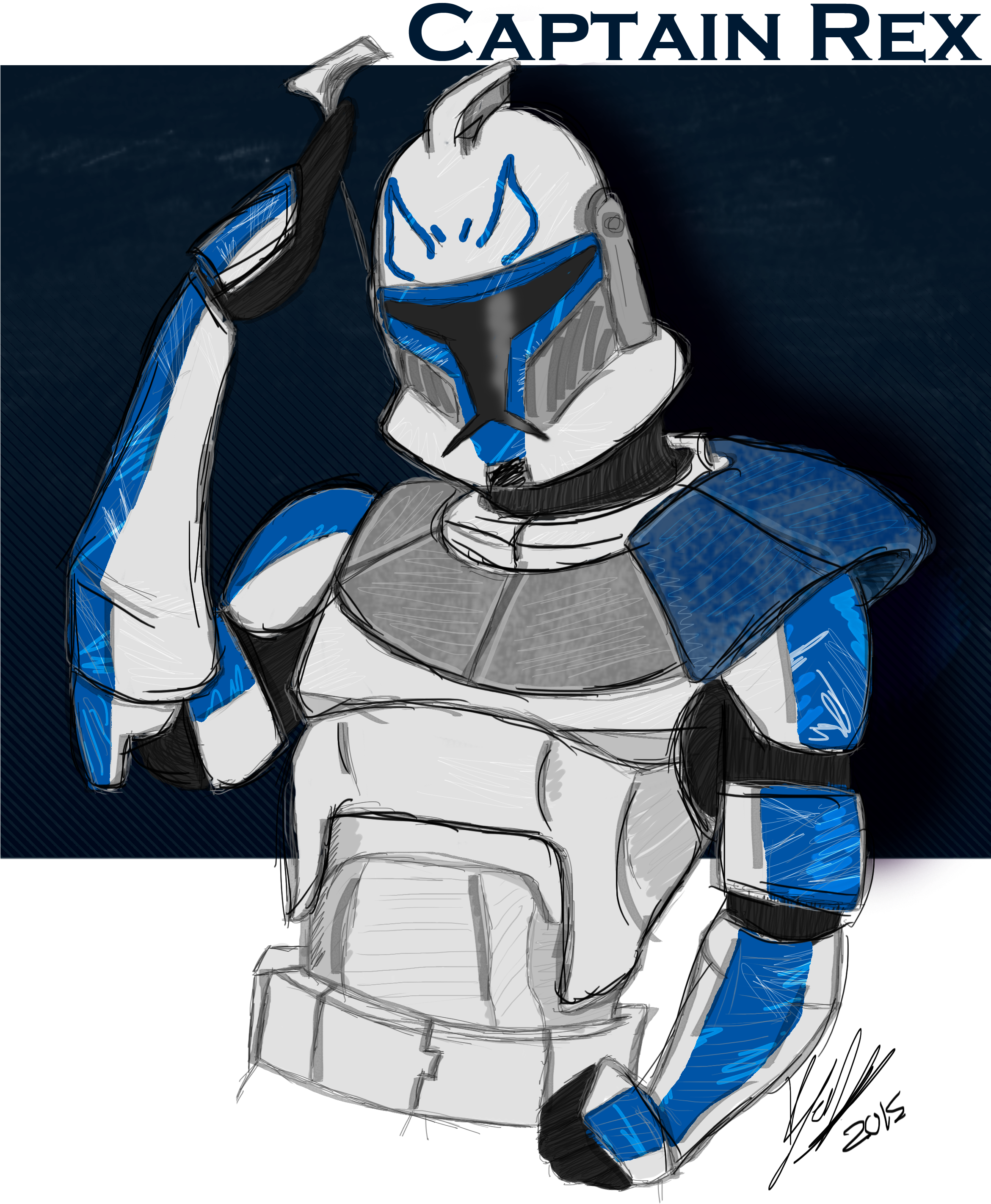 Rex Captain Of The 501st Art ©becky Schnute - Sassy Salute Unisex T-shirts (2340x2944), Png Download