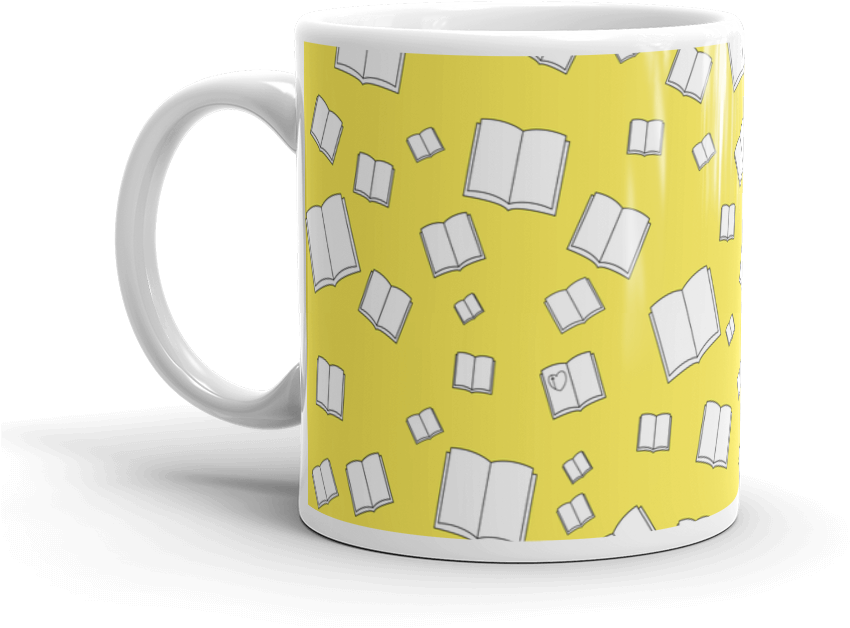 Sunny Yellow Flying Books Mug - Mug (1000x1000), Png Download