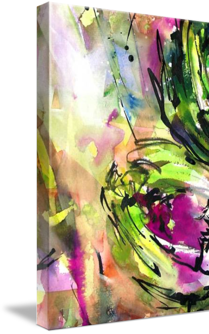 "abstract Arti Watercolor Ink By Ginette" By Ginette - Abstract Artichoke Art By Ginette (408x650), Png Download