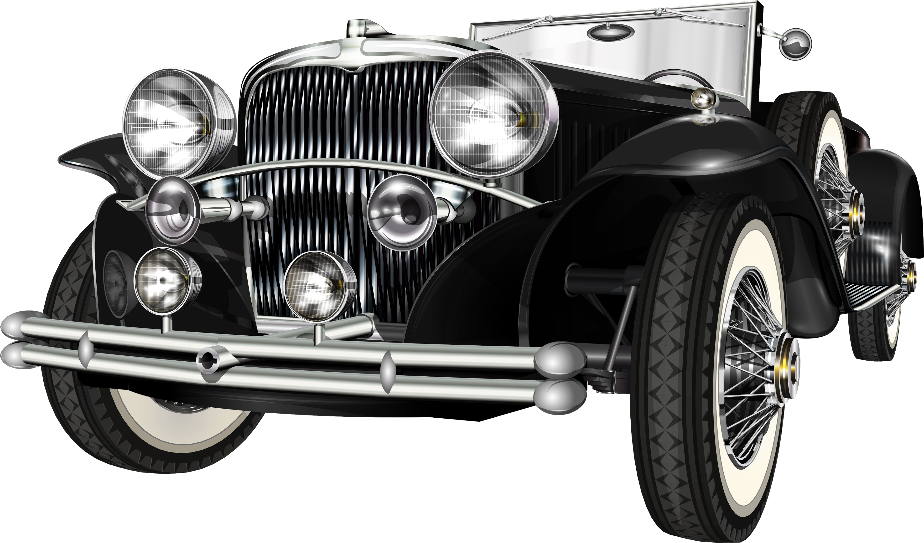 Black Retro Car Png Clip Art - Car Adds In 1940 (4000x2349), Png Download