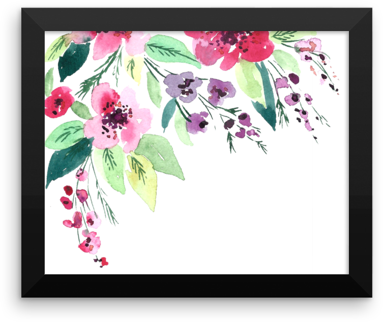 Watercolor Flowers Framed Poster - Canvas Print (1000x1000), Png Download