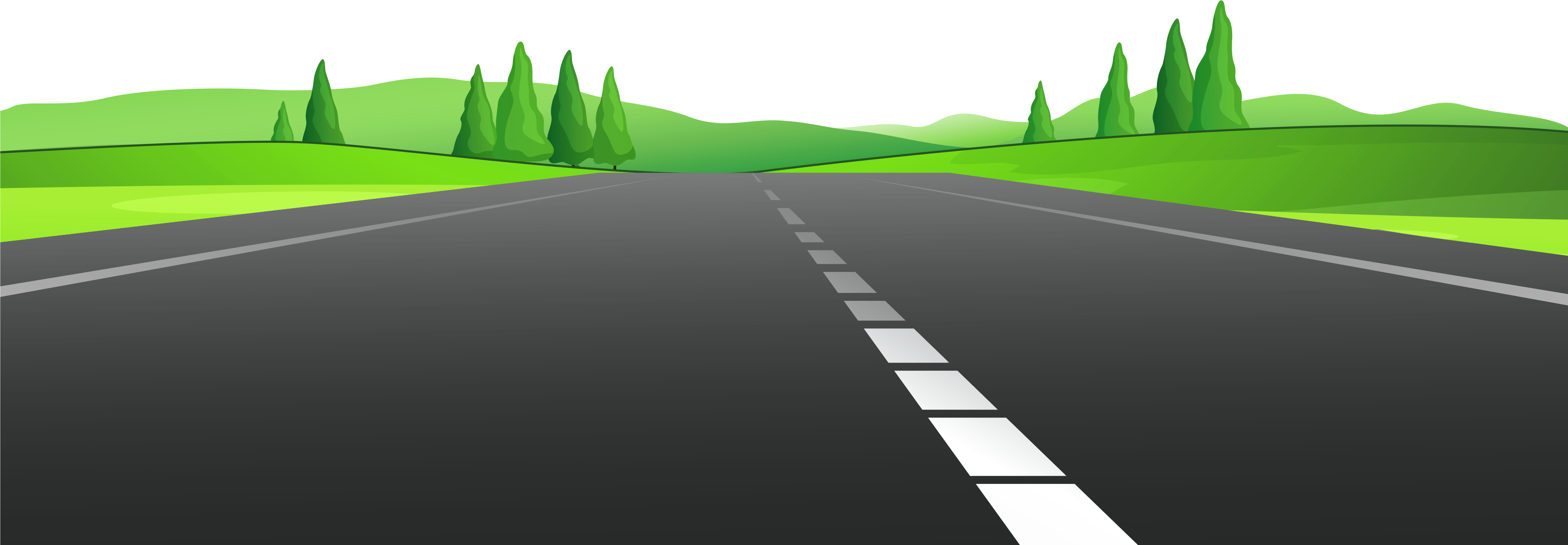 Road With Grass Png Clipart - Road Clipart (5999x2307), Png Download