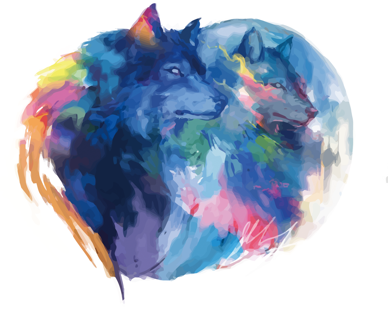Black And White Download Gray Wolf Painting Digital - Graphics Tablets Watercolor (1500x1488), Png Download