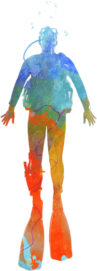 Bleed Area May Not Be Visible - Painting Of Scuba Diver (560x700), Png Download