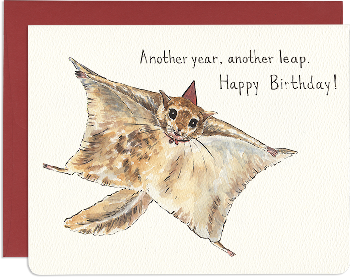 Flying Squirrel Leap - Greeting Card (800x661), Png Download