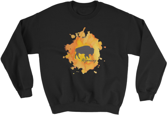 Wyoming Watercolor Burst Bison Sweatshirt - Ohio Watercolor Flower Home State Unisex Sweatshirt (600x600), Png Download