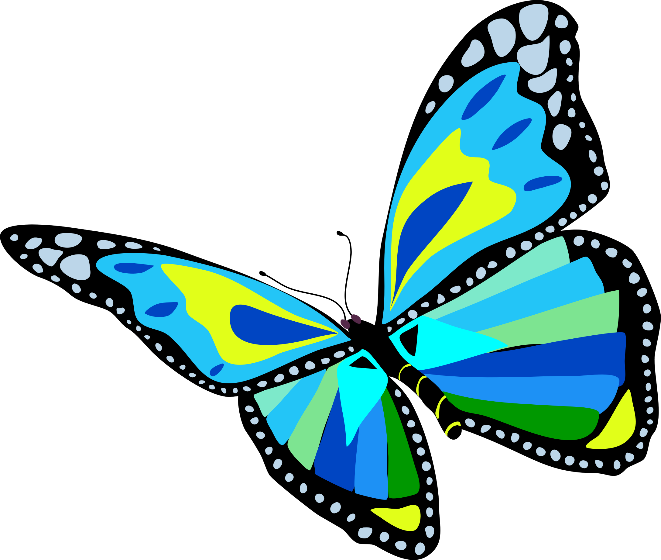 This Free Icons Png Design Of Flying Blue Butterfly (2176x1842), Png Download
