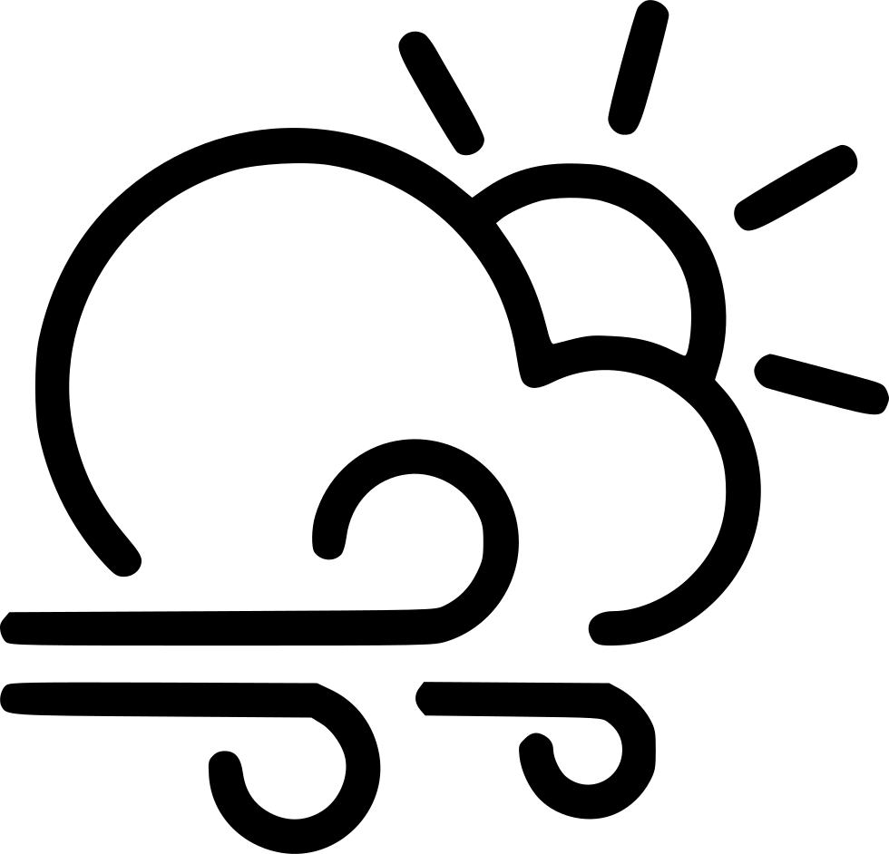 Day Gusts Cloud Wind Sun Svg Png Icon Free Download - Wind Drawing Png (980x942), Png Download