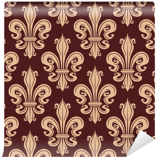 Brown And Beige Seamless Fleur De Lis Pattern Wallpaper - Seamless (400x400), Png Download