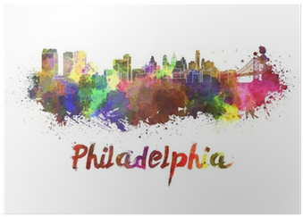 Art Print: Paulrommer's Philadelphia Skyline In Watercolor, (400x400), Png Download